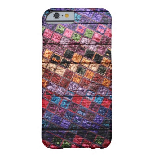 Colorful Mosaic Pattern Wood Look 16 Barely There iPhone 6 Case