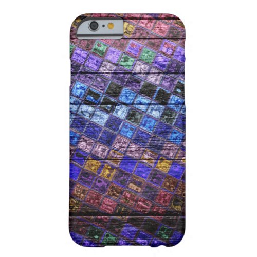 Colorful Mosaic Pattern Wood Look 17 Barely There iPhone 6 Case