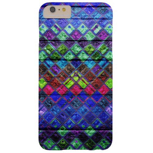 Colorful Mosaic Pattern Wood Look 2 Barely There iPhone 6 Plus Case