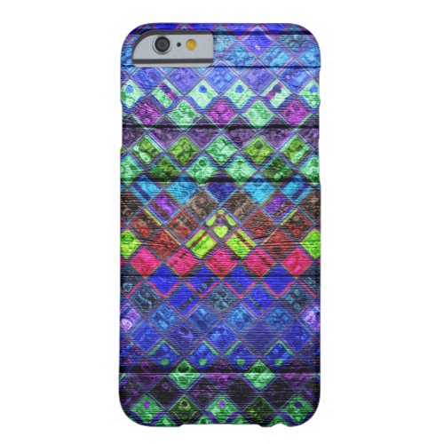Colorful Mosaic Pattern Wood Look 2 Barely There iPhone 6 Case