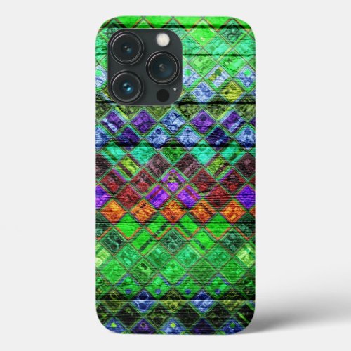 Colorful Mosaic Pattern Wood Look 3 iPhone 13 Pro Case