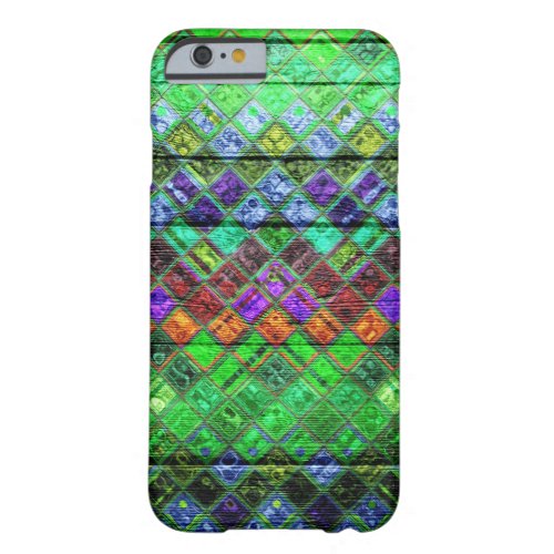 Colorful Mosaic Pattern Wood Look 3 Barely There iPhone 6 Case