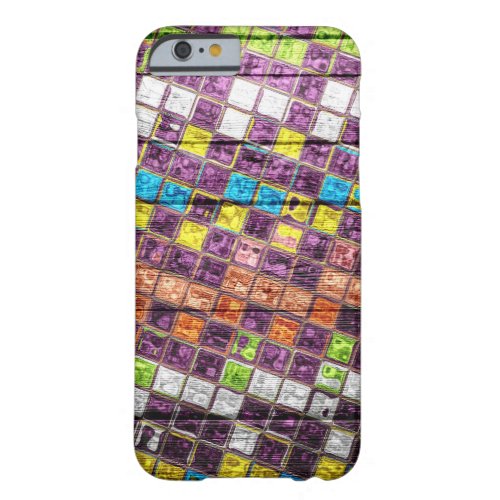 Colorful Mosaic Pattern Wood Look 4 Barely There iPhone 6 Case