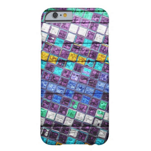 Colorful Mosaic Pattern Wood Look 5 Barely There iPhone 6 Case