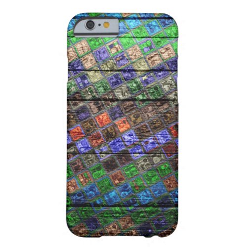 Colorful Mosaic Pattern Wood Look 6 Barely There iPhone 6 Case