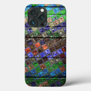 Colorful Mosaic Pattern Wood Look #6 iPhone 13 Pro Case