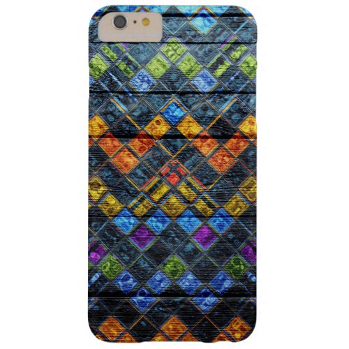 Colorful Mosaic Pattern Wood Look 9 Barely There iPhone 6 Plus Case