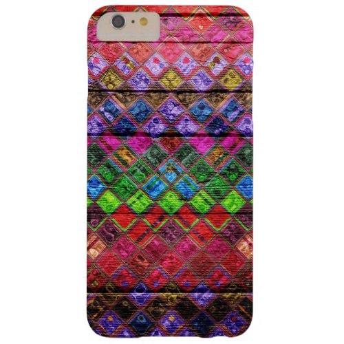 Colorful Mosaic Pattern Wood Look Barely There iPhone 6 Plus Case