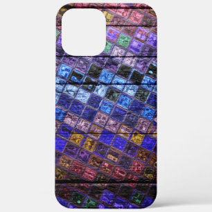 Colorful Mosaic Pattern Wood Look iPhone 12 Pro Max Case