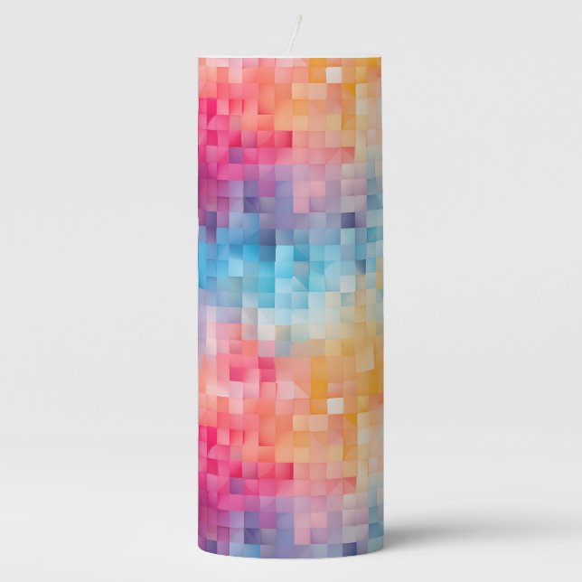 Colorful Mosaic Pillar Candle (Front)