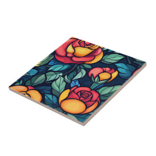 Colorful Mosaic Rose Ceramic Tiles For Home Decor