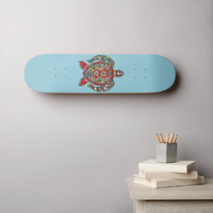 Colorful Mosaic Sea Turtle on Sea Blue Skate Deck