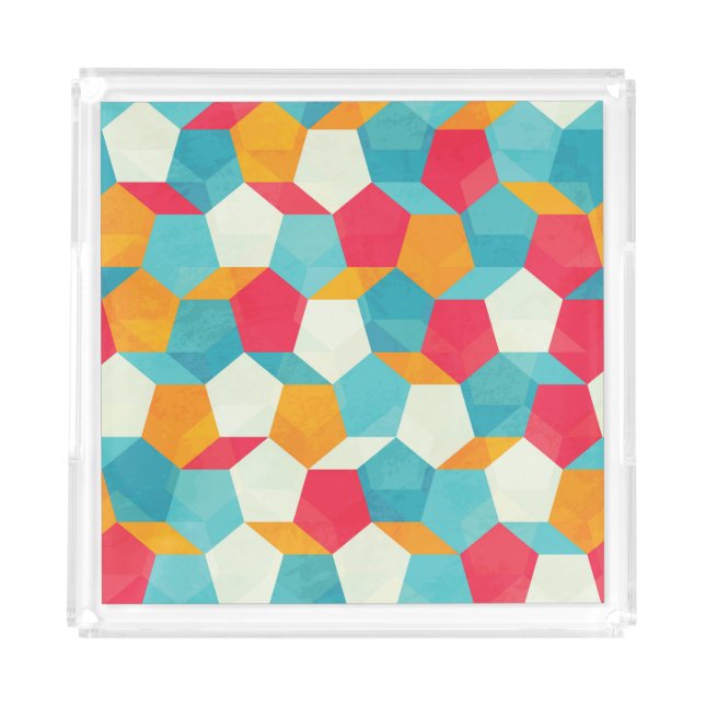 Colorful Mosaic, Seamless Artistic Pattern. Acrylic Tray (Front)