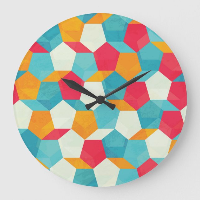 Colorful Mosaic, Seamless Artistic Pattern. Large Clock (Front)