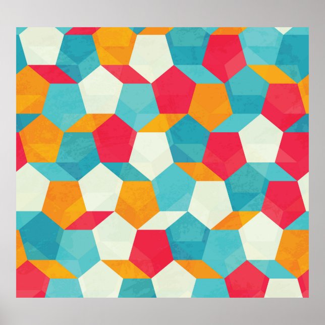 Colorful Mosaic, Seamless Artistic Pattern. Poster (Front)
