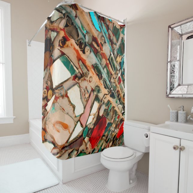 Colorful Mosaic Shower Curtain (In Situ)