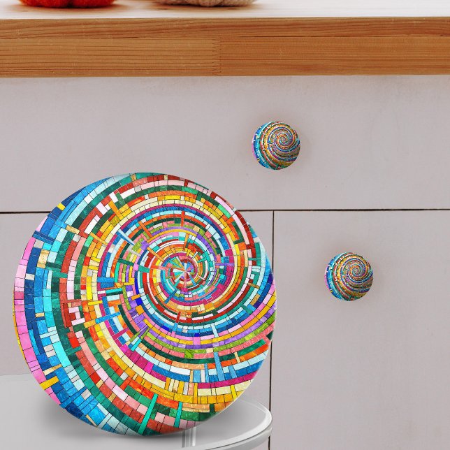 Colorful Mosaic Spiral Ceramic Knob (Creator Uploaded)