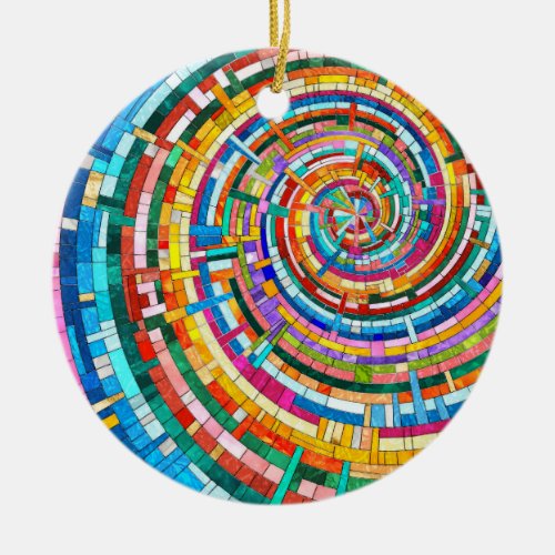 Colorful Mosaic Spiral Ceramic Ornament