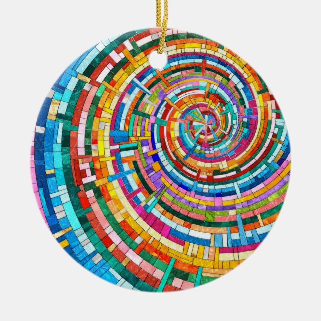 Colorful Mosaic Spiral Ceramic Ornament (Front)