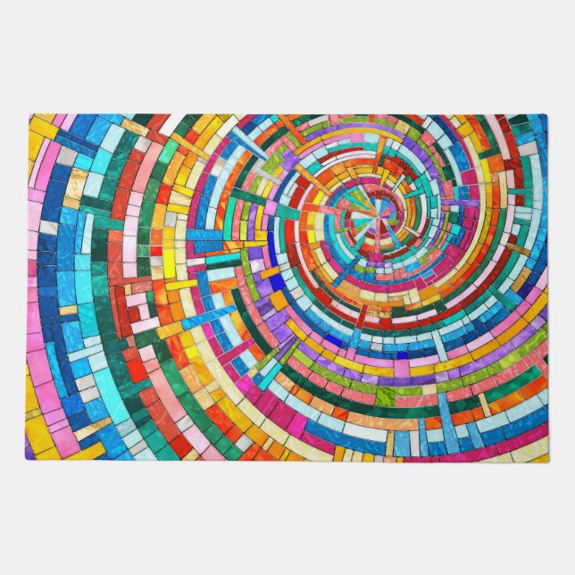 Colorful Mosaic Spiral Doormat (Front)