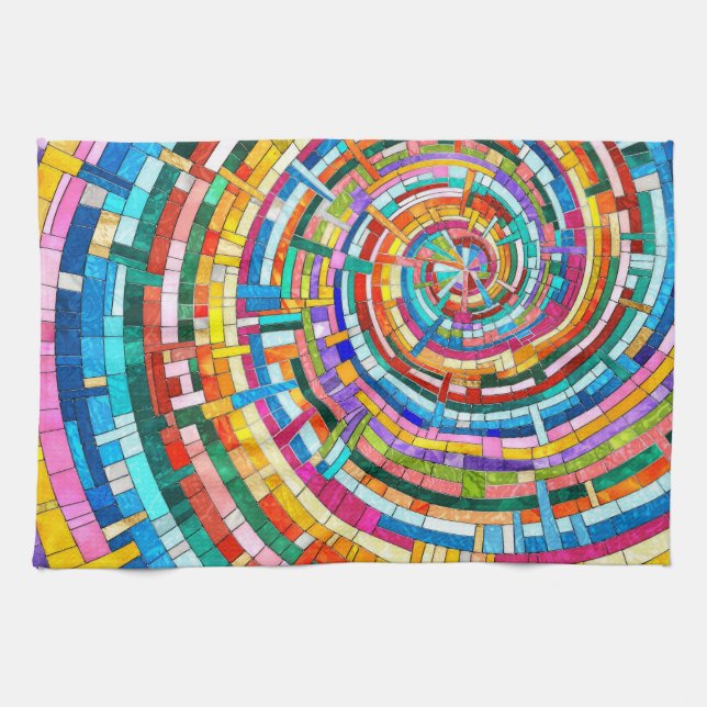 Colorful Mosaic Spiral Kitchen Towel (Horizontal)