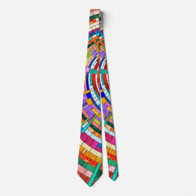 Colorful Mosaic Spiral Neck Tie (Front)