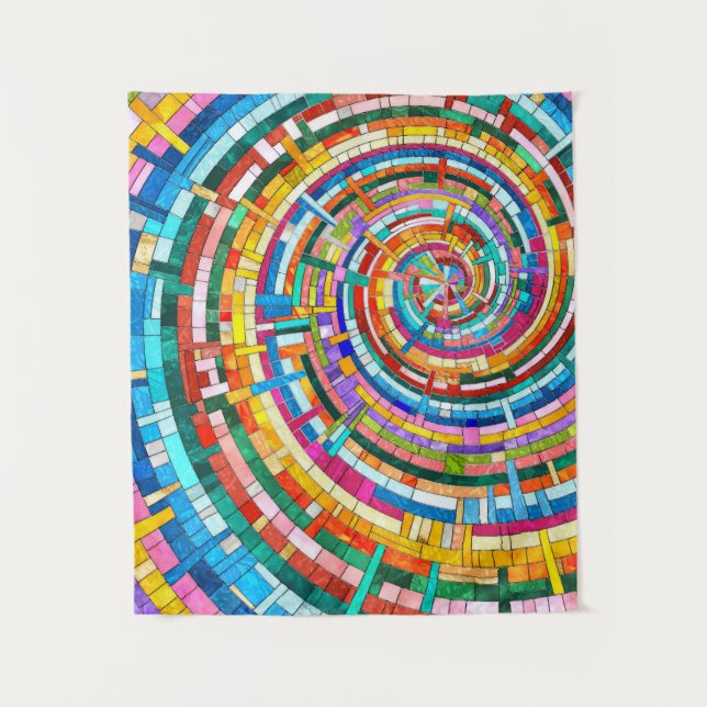 Colorful Mosaic Spiral Tapestry (Front)