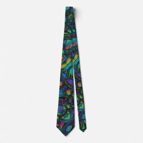 Colorful Mosaic Stained Glass Look Neck Tie