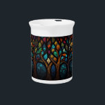 Colorful Mosaic Stained Glass Tree effect design Beverage Pitcher<br><div class="desc">Colorful Mosaic Stained Glass Tree effect design</div>