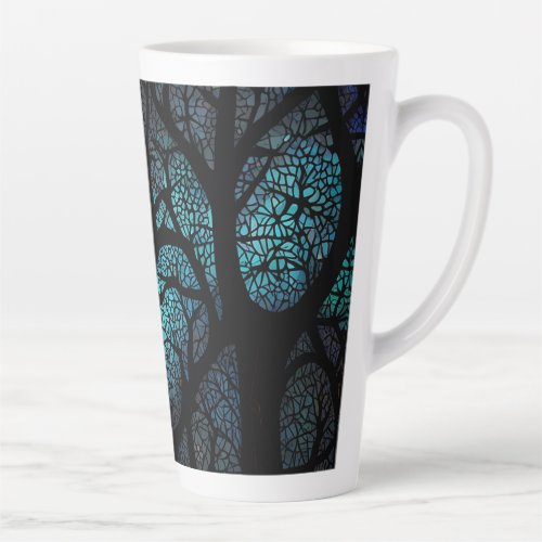 Colorful Mosaic Stained Glass Tree effect design Latte Mug