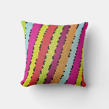 Colorful Mosaic Striped Pillow by HappyGabby at Zazzle