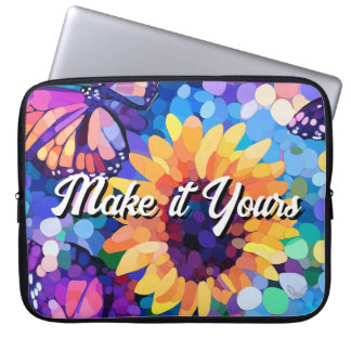 Colorful Mosaic Sunflower Butterfly Laptop Sleeve