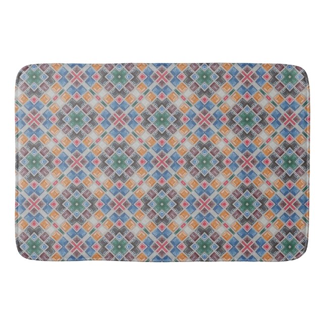 Colorful Mosaic Tile Pattern Bath Mat (Front)