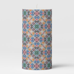 Colorful Mosaic Tile Pattern Pillar Candle