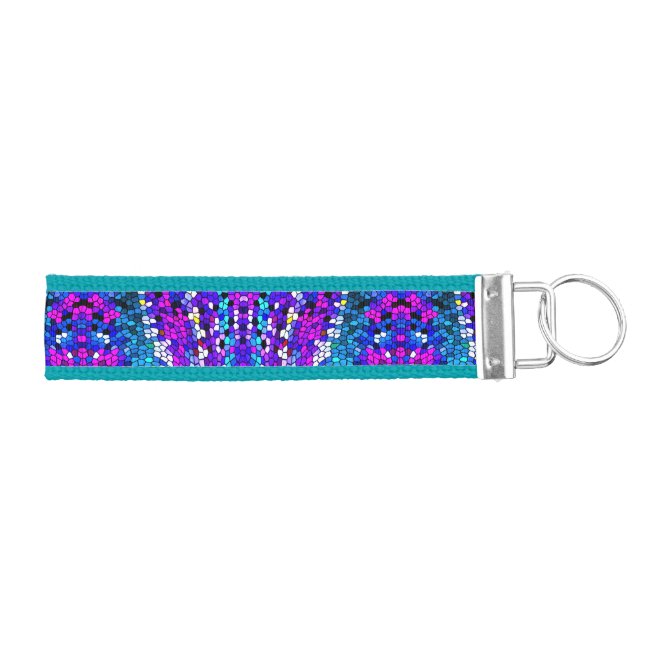 Colorful Mosaic Tile Pattern Wrist Keychain