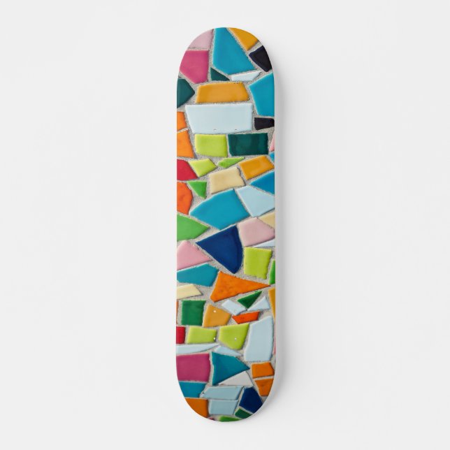 Colorful Mosaic Tiles Pattern Skateboard (Front)
