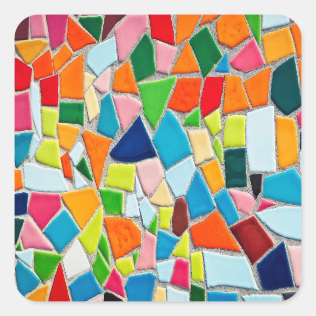 Colorful Mosaic Tiles Square Sticker (Front)