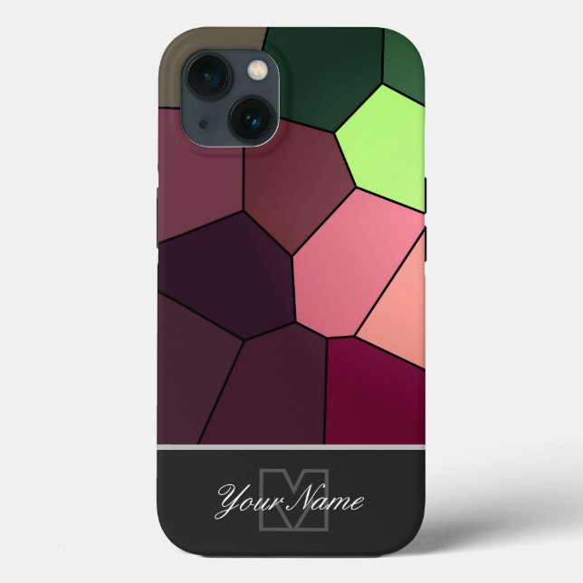 Colorful mosaic tiles with Monogram! Case-Mate iPhone Case (Back)
