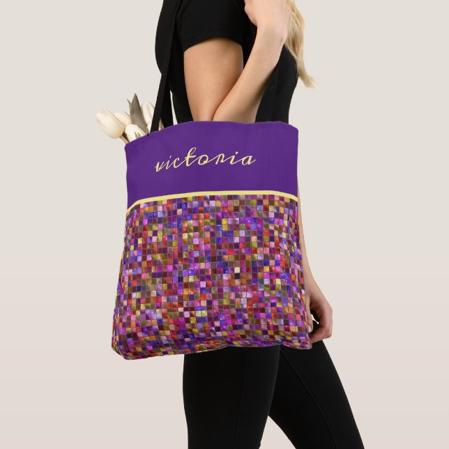Colorful Mosaic Tote Bag (Close Up)