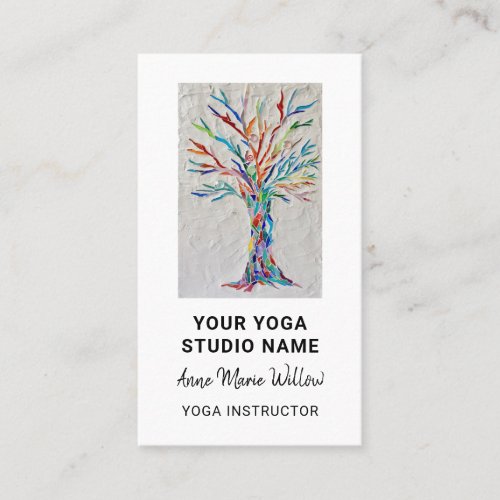 Colorful Mosaic Tree Yoga Studio Business Card