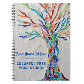 Colorful Mosaic Tree Yoga Studio Notebook