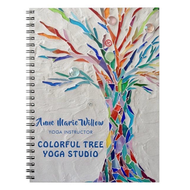 Colorful Mosaic Tree Yoga Studio Notebook (Front)