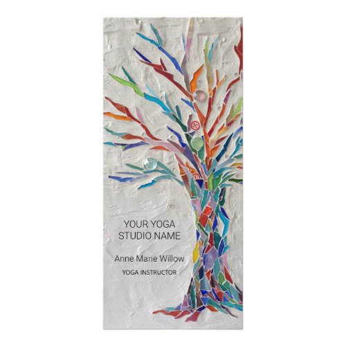 Colorful Mosaic Tree Yoga Studio Rack Card