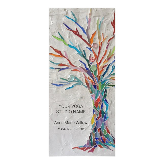 Colorful Mosaic Tree Yoga Studio Rack Card (Front)