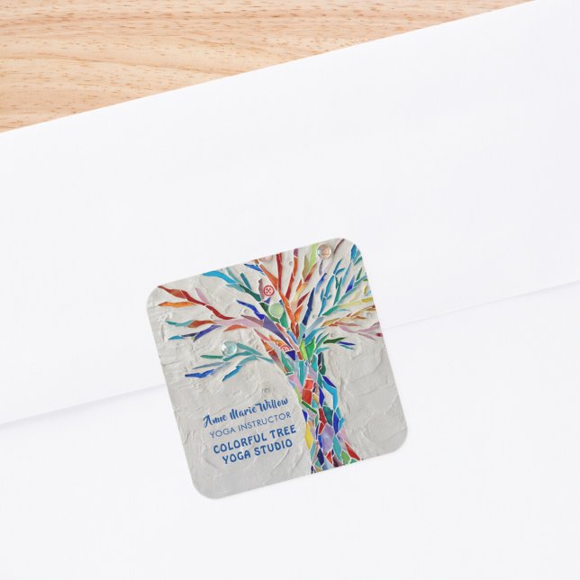 Colorful Mosaic Tree Yoga Studio  Square Sticker (Creator Uploaded)