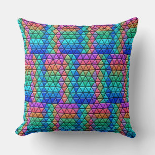Colorful Mosaic Triangles Pattern Throw Pillow