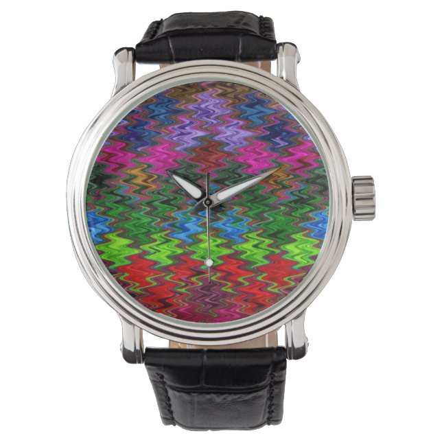 Colorful Mosaic Wave Pattern #3 Watch (Front)