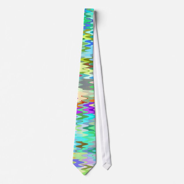 Colorful Mosaic Wave Pattern #4 Neck Tie (Front)