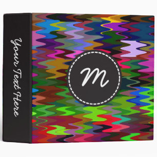 Colorful Mosaic Wave Pattern Custom Monogram #3 Binder