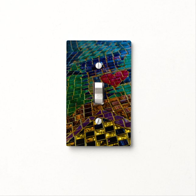 Colorful Mosaic with Heart Light Switch Cover (In Situ)